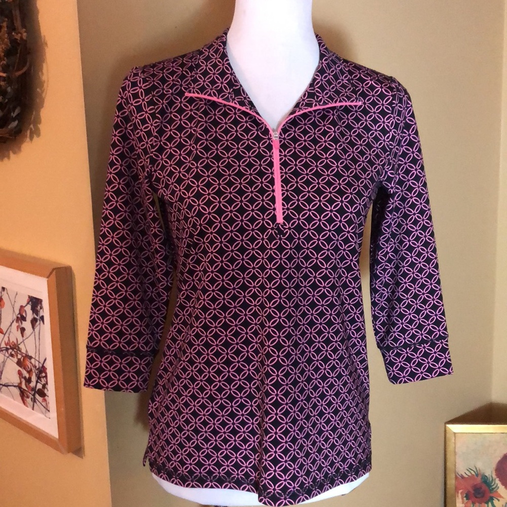 TALBOTS Size S P T by Talbots UPF 50+Protection 1/3 Zip 2/3 Sleeve Print $69 NEW